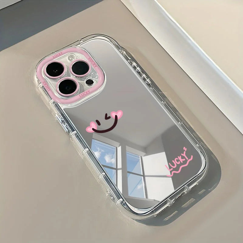 Playful Smile Makeup Mirror Phone Case For iPhone 17 Air 16 14 13 12 11 Pro Max 7 8 Plus X XS XR Cover For iPhone 16E Hard Cases