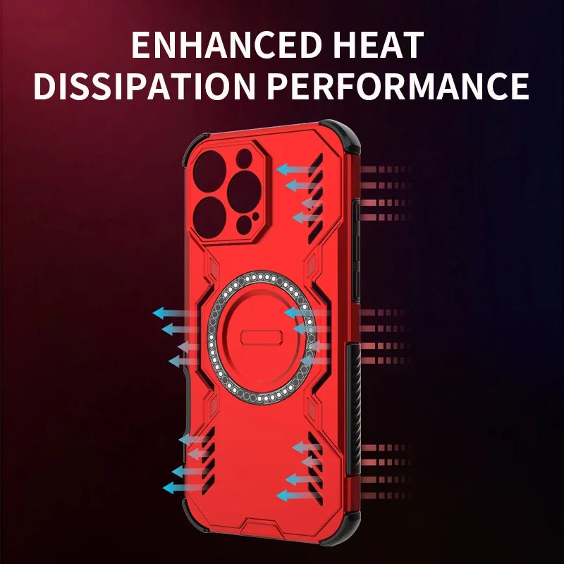 Armor Heat Dissipation Case for iPhone 17 Pro Max 17 Air Magnetic Wireless Charge Cover for iPhone 16 15 Pro16E 15Plus 16Plus