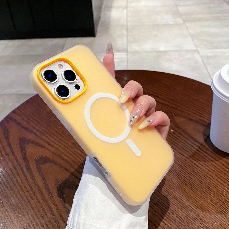 Luxury Candy Color 2 IN 1 Soft Case For Magsafe For iPhone 17 Air 16 15 14 13 12 Pro Max Magnetic Wireless Charge Matte Cover