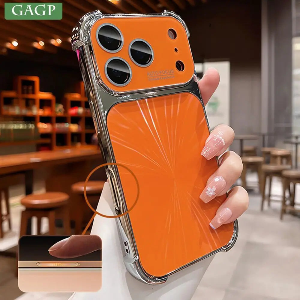 Luxury Plating Bumper Aurora Laser Case for iPhone 17 16 15 14 13 Pro Max Shockproof Airbag Cover for iPhone 14 15 16 Pro Max