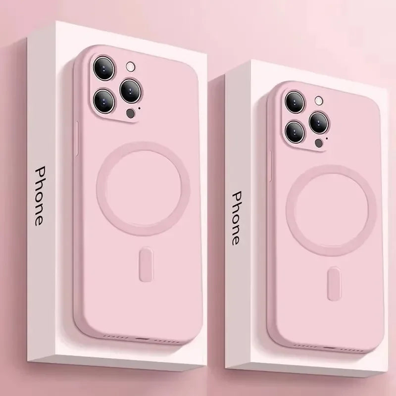 Liquid Silicone Case For iPhone 17 16 15 14 13 12 11 17Pro Max Plus 17Air For Magsafe Magnetic Wireless Charge Soft Cover funda