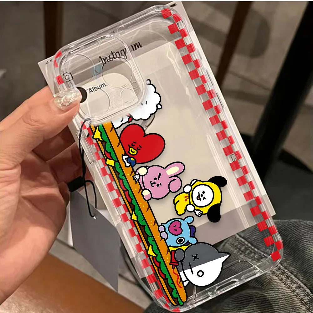 Hot K-KPOP Cartoon B-BTS Phone Case For iPhone 17e 17 16 16e 15 14 13 12 11 Mini Pro Max X XR XSMax 7 8 Air Plus Back Cover