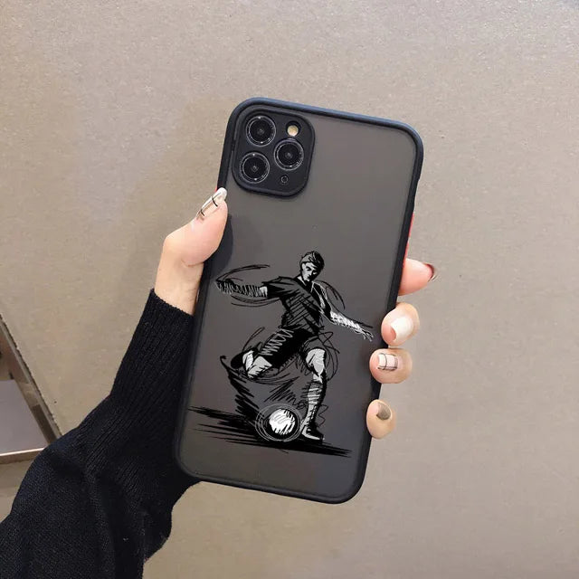 Phone Case For iPhone 17 16 12 13 11 14 15 Pro Max XS XR 16 Plus X PlaySoccer Shockproof Clear PC Cute Back Cover Coque Football