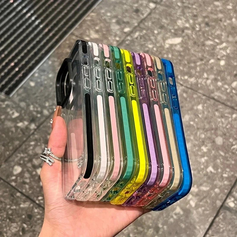 Neon Color For Magsafe Transparent Case For iPhone 17 16 13 15 14 11 12 Pro Max Air Wireless Charge Cases For iPhone 15 16 Plus