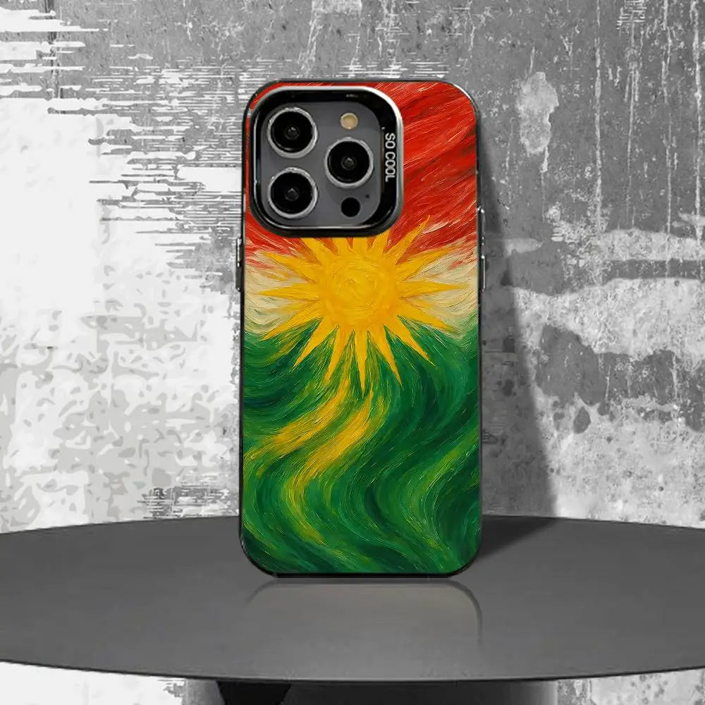 Kurdistan Flag Art Phone Case For iPhone 17,16,15,14,13,12,11,Air,X,XR,Pro,Max,Plus Shockproof Matte Cover