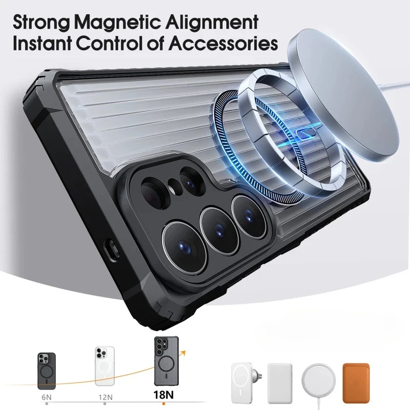 TransparentMagSafeProtective case suitable for SamsungGalaxy S26 Ultra S25 Plus S24 S23 S22 ASeries Airbag protective cover，Spec