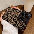 Glitter Leopard Print Plating Phone Case For iPhone 17 16e 16 15 14 13 12 11 Pro Max X XSMax 7 8 Mini Air Plus Anti-Fall Airabag