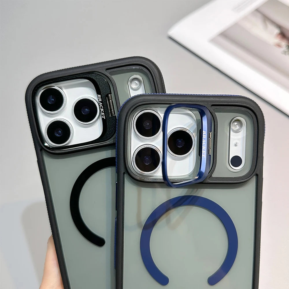 Luxury Magnetic Phone Case With Lens Mount Hard For iPhone 17 Pro Max 17 16 15 13 12 14 11 14 Plus Wireless Charging Cover Funda