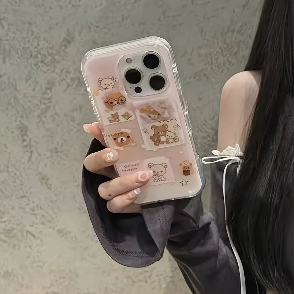 Cute Bear Cartoon Feather Texture Phone Case for Huawei Honor 400 200 X6a X8b X7a X9a X7b X8a X9 X8 X7 Smart Plus Lite Pro 4G 5G