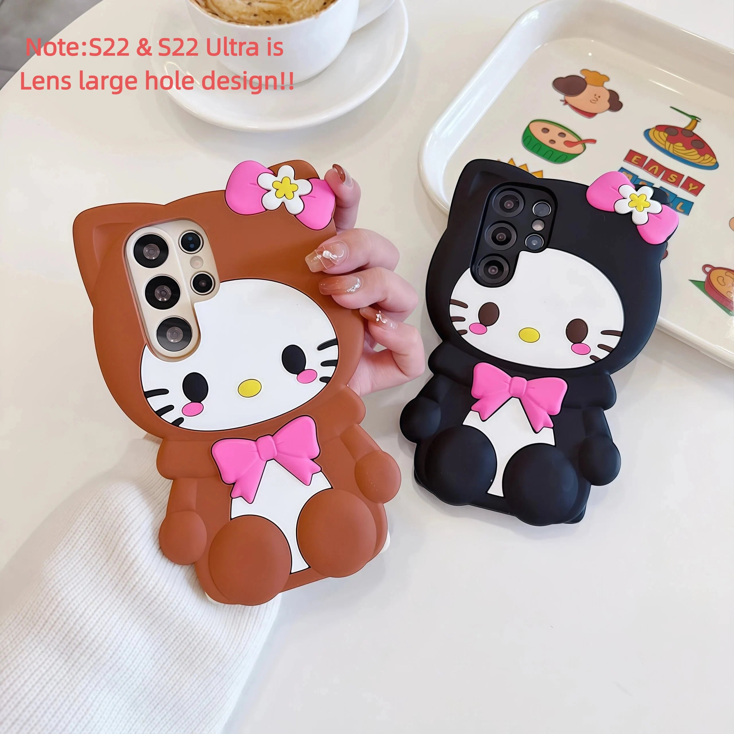 For Samsung Galaxy S26 S25 S24 S23 S22 S20 Ultra Plus S21 S23 S24 S25 FE Cartoon Bow Leg Holder Silicone Back Cover For A16 A56