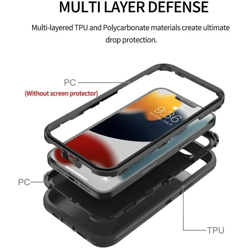 3IN1 Heavy Duty Military Dustproof Phone Case For iPhone 17 16E 15 16 14 Plus 13 12 MINI 11 17 Pro Max 17 Air Protection Cover