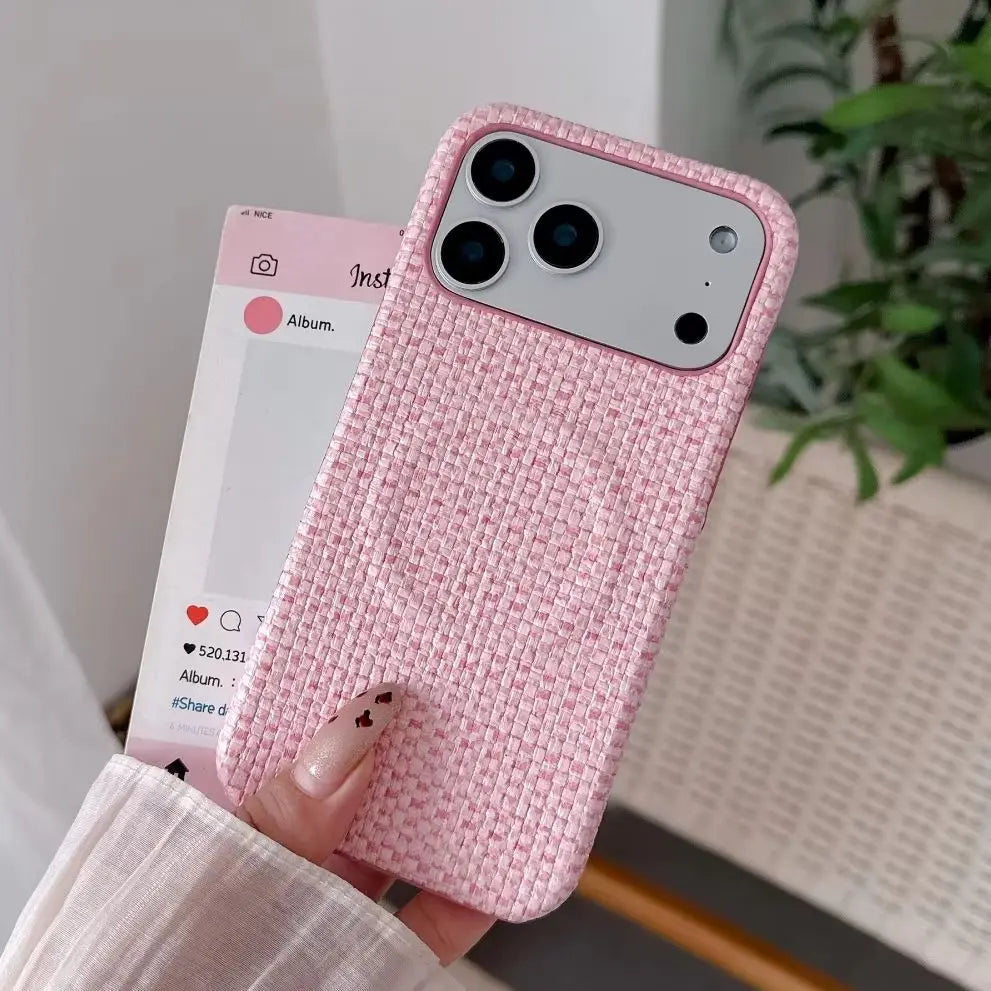 Fashion Warm Woven Pattern For Magsafe Magnetic Case For iPhone 17 16 15 Plus 14 13 Pro Max Plaid Cloth Wireless Charge Cover