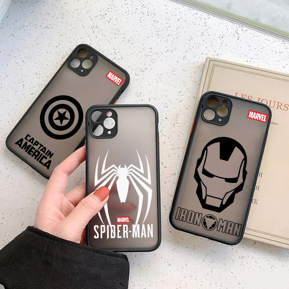 Spiderman Ironman Logo Marvel Translucent Case For iPhone 17E 17 16 16E 15 14 13 12 11 Pro Max 17 Air 7 8 Plus XR XS Armor Cover