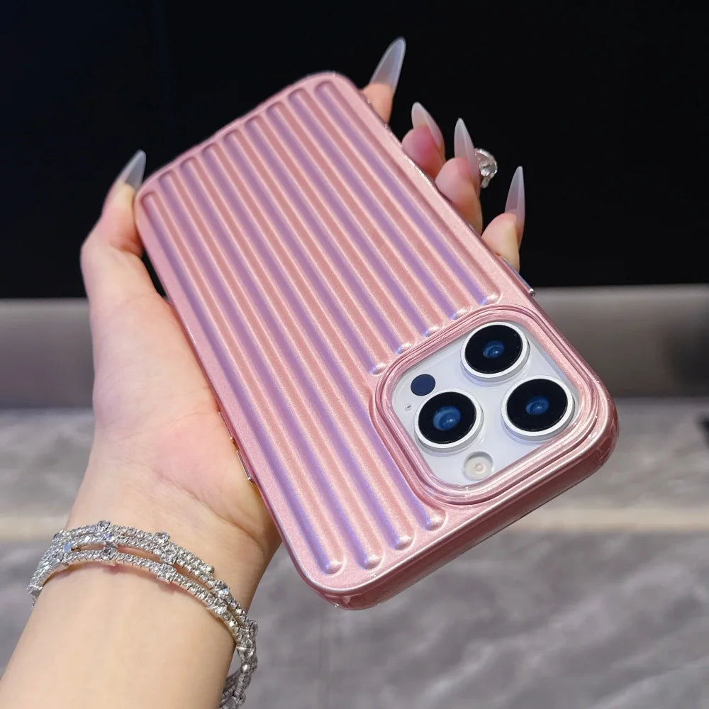 Vertical 3D Stripe Frosted Bumper Case For iPhone 17 Air 16 15 14 Pro Max Plus 13 12 11 Shockproof Soft TPU Luxury Phone Cover