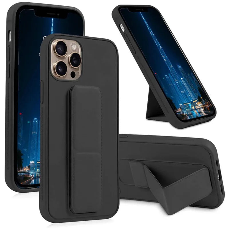 Magnetic Kickstand holder Hand Strap Case for IPhone 17 Air 16 15 14 13 12 11 Pro Max Plus 16Pro 17Pro ProMax Stand Phone Cover