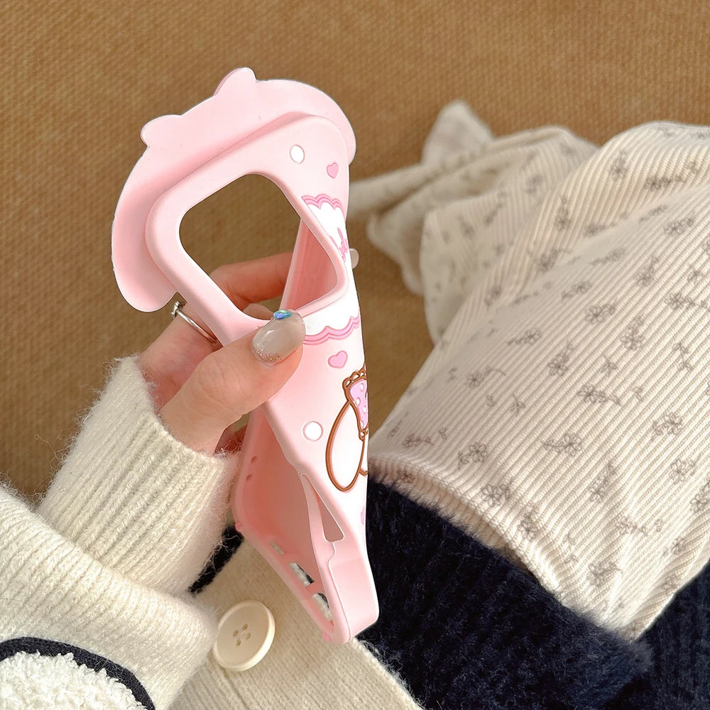 For iPhone 17 Pro Max 16 15 14 Pro 13 12 11 7 8 SE 5 5S 4 4S Kawaii Big Ear Melody 3D Cartoon Rubber Silicon Soft Phone Case