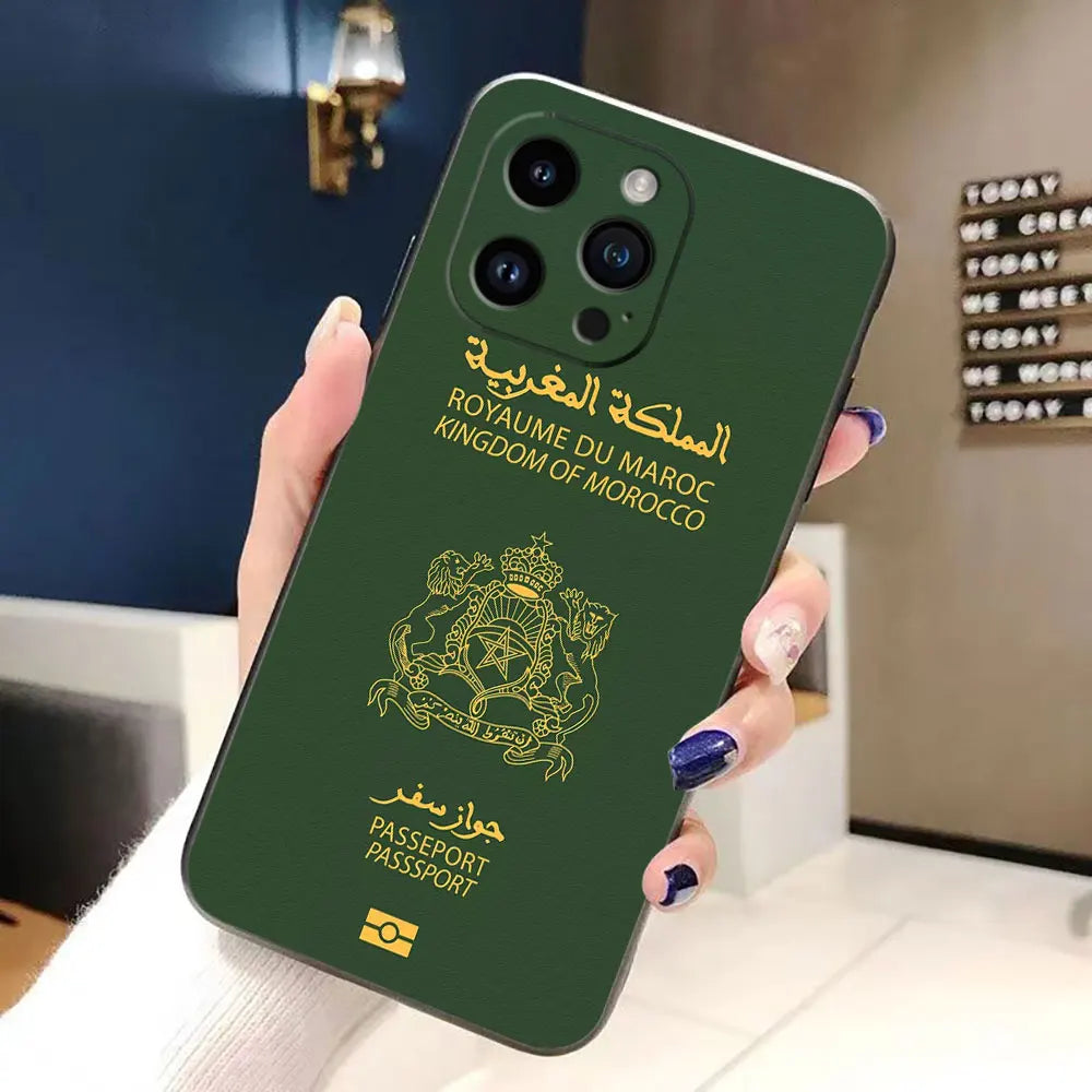 Morocco Flag Passport Phone Case For iphone 16 15 14 13 12 11 Pro XS Max Mini X 2020 2022 8 7 6 5 Plus Case Funda Shell Cover