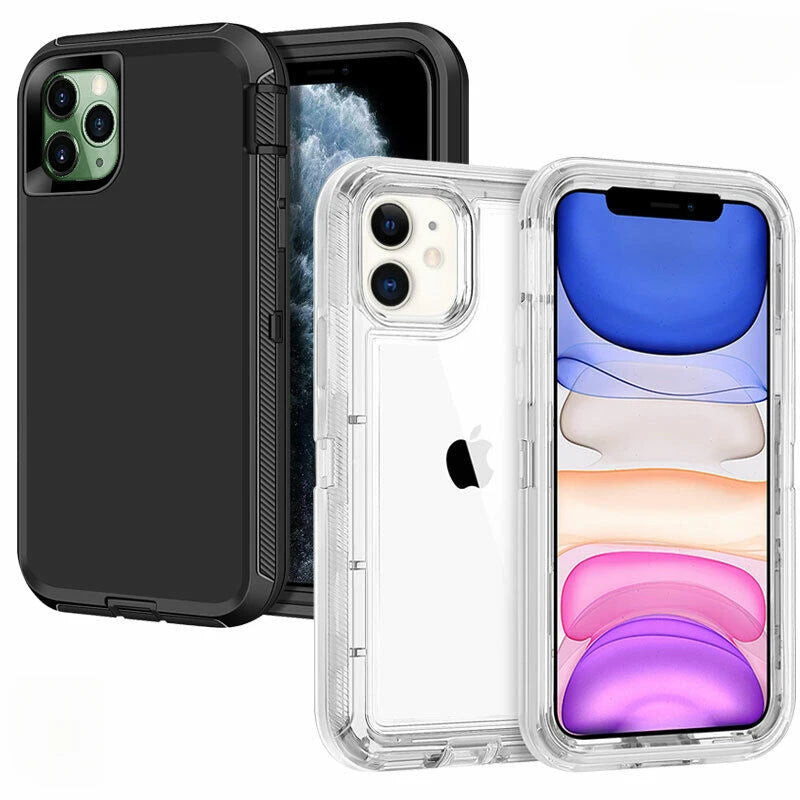 Hybrid Heavy Duty 360 Full Body Case For iPhone 17 16 15 14 13 11 12 Pro Max XS XR XS 7 8Plus Transparent Shockproof Armor Cover