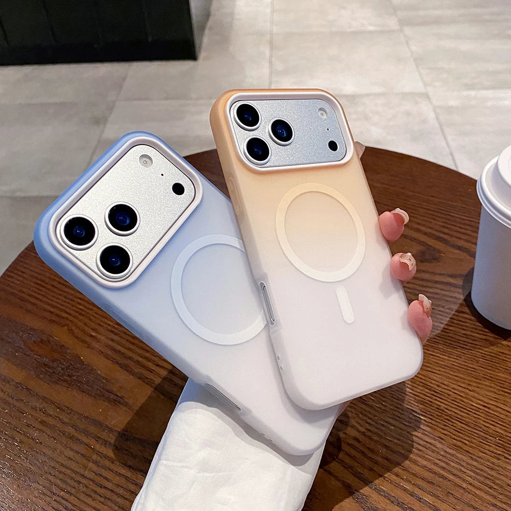 Gradient Color Matte Shockproof for Magsafe Case For iPhone 17 Pro Max 16e 16 15 14 13 Wireless Charge Magnetic Hard Back Cover