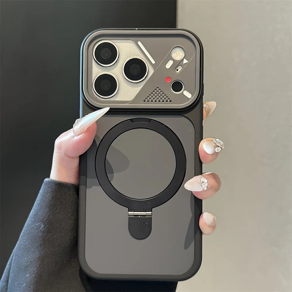 Armor Metal Ring Bracket For Magsafe Magnetic Phone Case For iPhone 17 Air 16 15 14 Plus 13 12 11 17 Pro Max Matte Bumper Cover