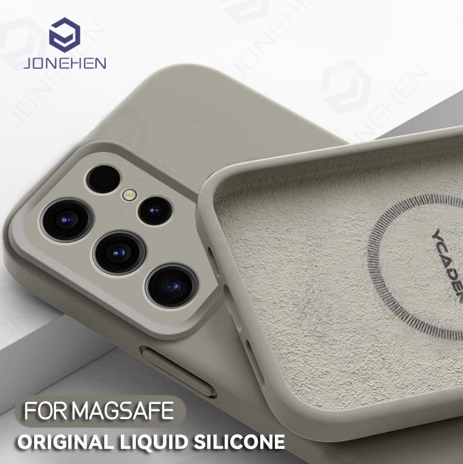 Original Liquid Silicone For Magsafe Magnetic Case For Samsung Galaxy S25 S24 S23 S26 Ultra S22 Plus Protection Shockproof Cover
