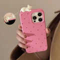Cute 3D Cat Decorative Polka Dot Phone Case For iPhone 16 15 14 13 12 11 Pro Max 15 16 Plus Shockproof Bumper Silicone Cover