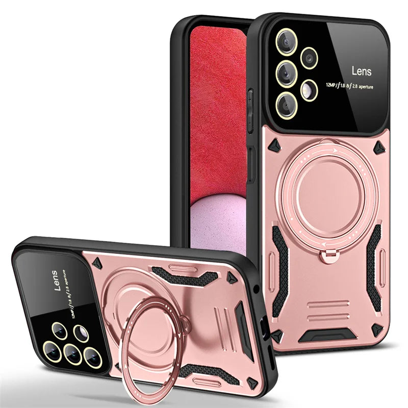 For Samsung Galaxy A13 A23 A33 A53 5G Case Magsafe Wireless Charging Cover For Galaxy A04S A 13 23 33 53 Armor Ring Stand Coque