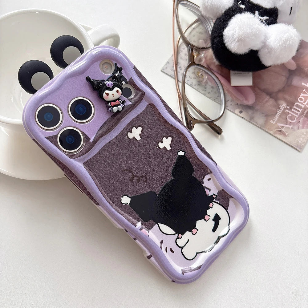 For iPhone 17 16Pro Max 16E 14 Plus 15 Pro 13 Mini 12 11 SE XR 7 8 Cute 3D Ear Toy Kitty Friend Cartoon Soft Wave Phone Case
