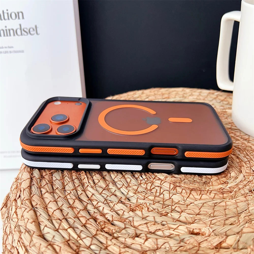 Shockproof Luxury Matte Magnetic Case for iPhone 17 Pro Max 17 Air 17 Pro Colorful Border for Magsafe Wireless Charging Cover