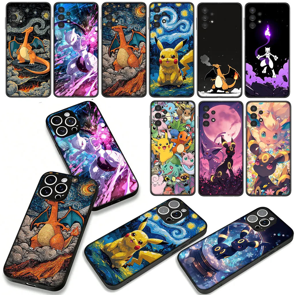 Charmander P-Pokemons Mewtwo P-Pikachus Phone Cover for Apple iPhone 16 15 14 Plus 13 12 Mini 17 Pro Max + ProMax 16E Air Case