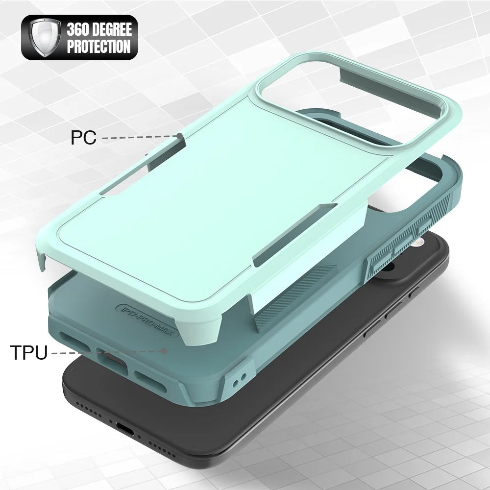 Military Rugged Ott-Box Shockproof Phone Case For iPhone 17 Air 16E 15 14 Plus 13 12 11 17 Pro Max Hybrid Armor Anti-Fall Cover