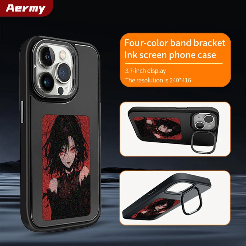 Phone Case E-ink Screen NFC Function for Apple Phone iPhone 15/14/13 ProMax Phone Cover Wireless Image Transmission 4-Color Disp