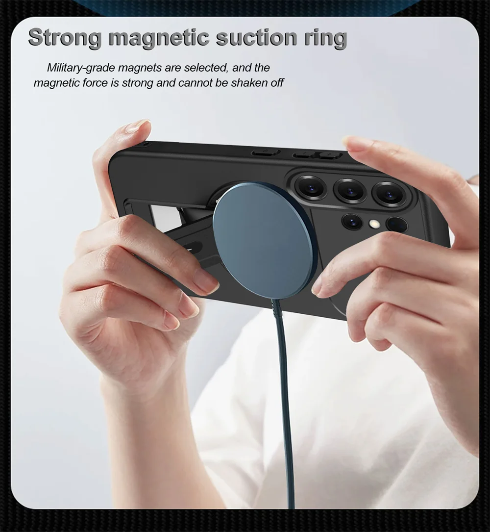 Luxury Magnetic Folding Stand PC Phone Case For Samsung S26 S25 Edge S24 Plus FE S23 S22 Ultra A56 A55 A54 A52 A16 A15 A12 Cover