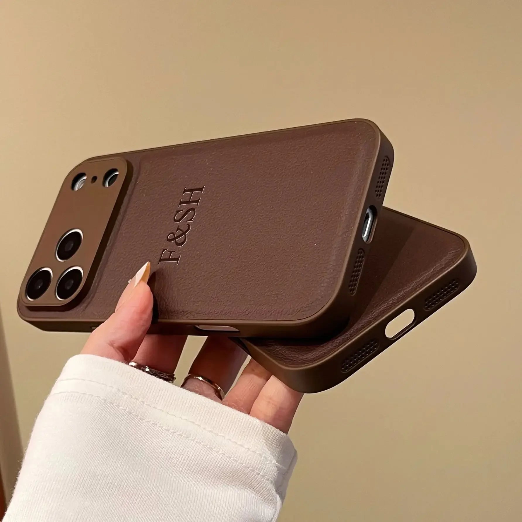 Personalized Phone Case For iPhone 17 16 15 14 13 12 11 Pro Max Plus 17Air Luxury PU Leather Customized Initials Name Gift Cover