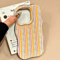 Colorful Stripes Glossy Wave Phone Case for iPhone 15 16 17 Pro Max 14 13 12 17 Air Double Color Contrast Hard PC Ins Cover