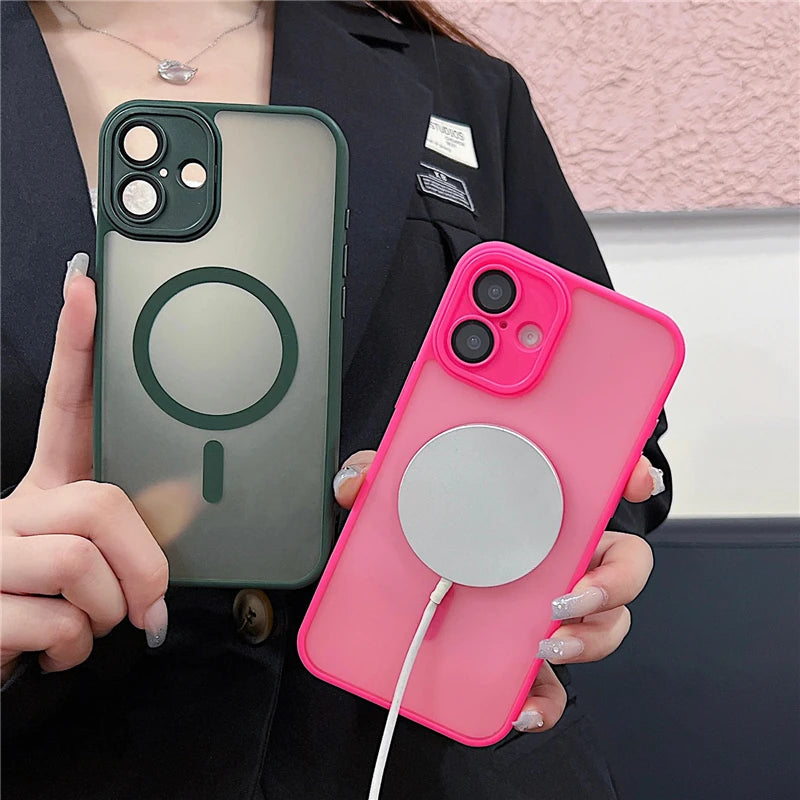 For Luxury Magsafe Magnetic Bumper Shockproof Phone Case For iPhone 11 12 13 15 16 Pro Max 17 Air Lens Protector On 14Plus Cover