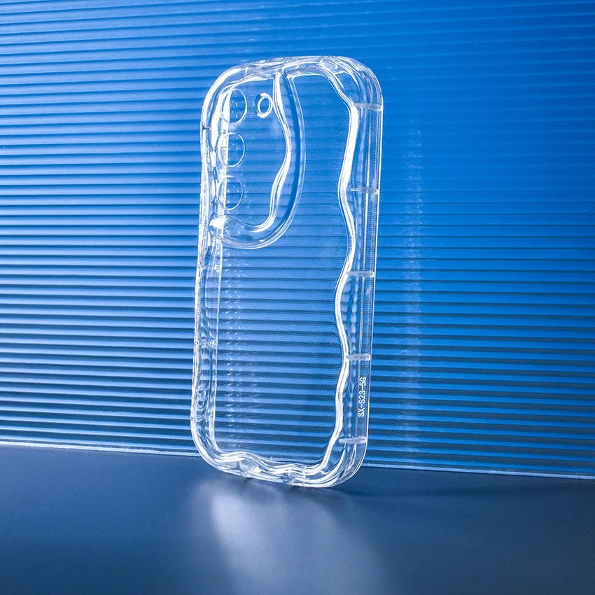 Transparent Curly Wave Soft TPU Case Cover For Samsung Galaxy S24 S21 FE S22 S23 Plus Ultra Airbag Shockproof Phone Capa Coque