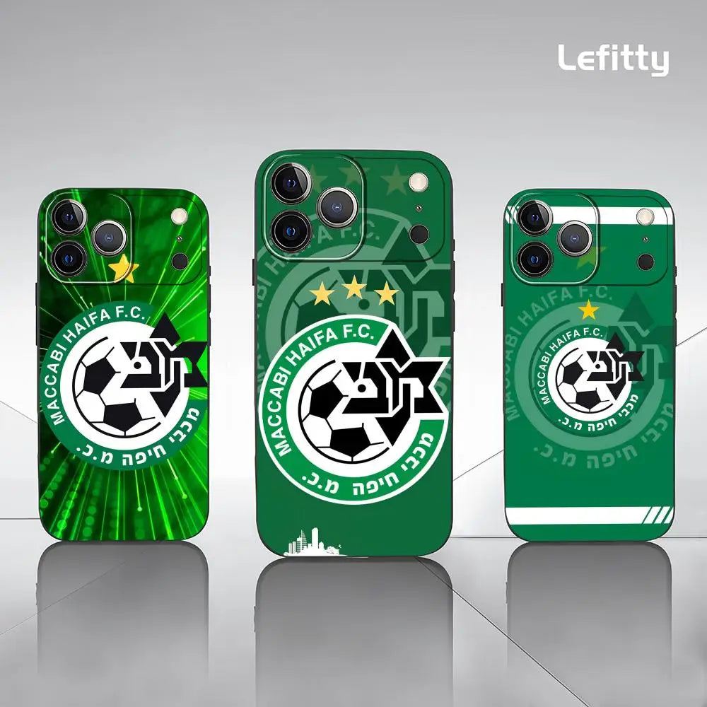 Flag M-Maccabi H-Haifa Phone Case For IPhone 17 16 15 14 13 12 11 Pro Max Plus Mini Black Frosted Soft Shell Funda