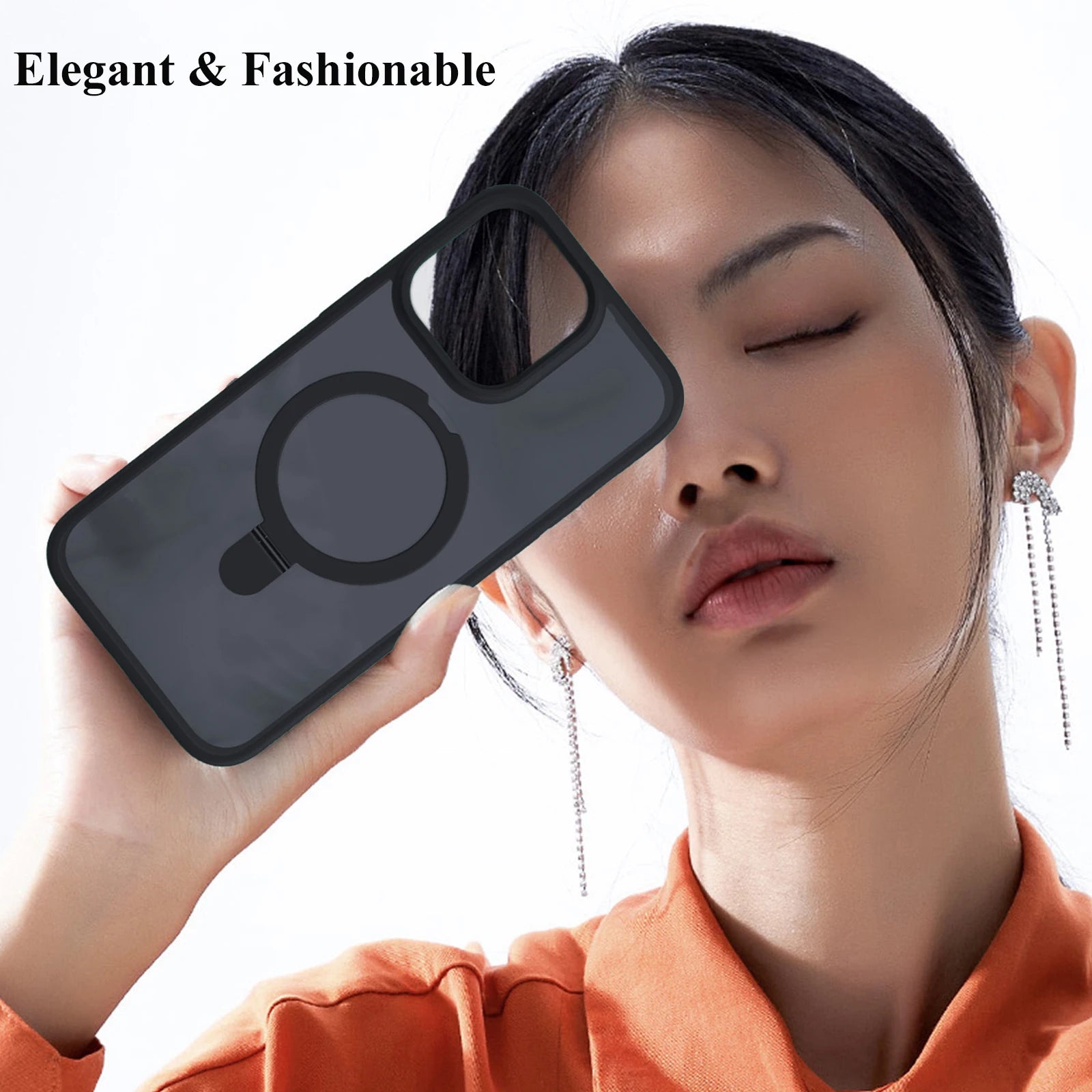 Magnetic Mobile Phone Case with Ring Stand for iPhone 17 16 15 14 Pro Max  Plus 13 12 11 Cases Translucent Cover with Protector