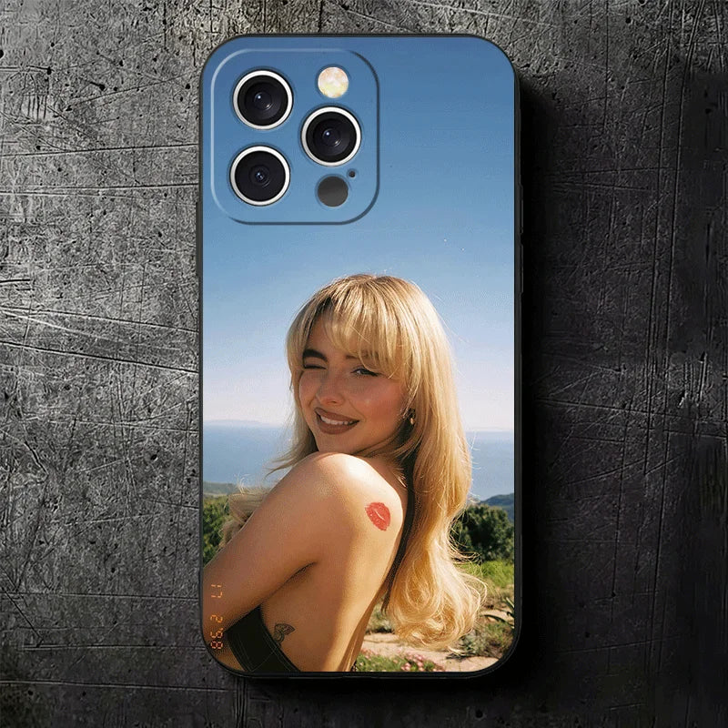 CR66 S-Sabrina C-Carpenter Soft Phone Case for iPhone 16 16E 17 Air 15 Pro Max 14 Plus 13 Mini 11 12 7 Black Cover Back Shell