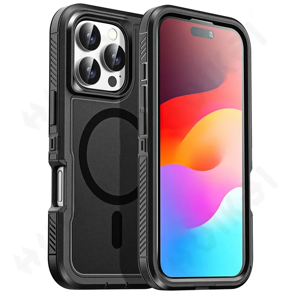 Orginal Ott Armor Box Case for IPhone16 15 14 13 12 17 Max Plus for Magsafe Wireless Charger Heavy Duty Shockproof Rugged Cover
