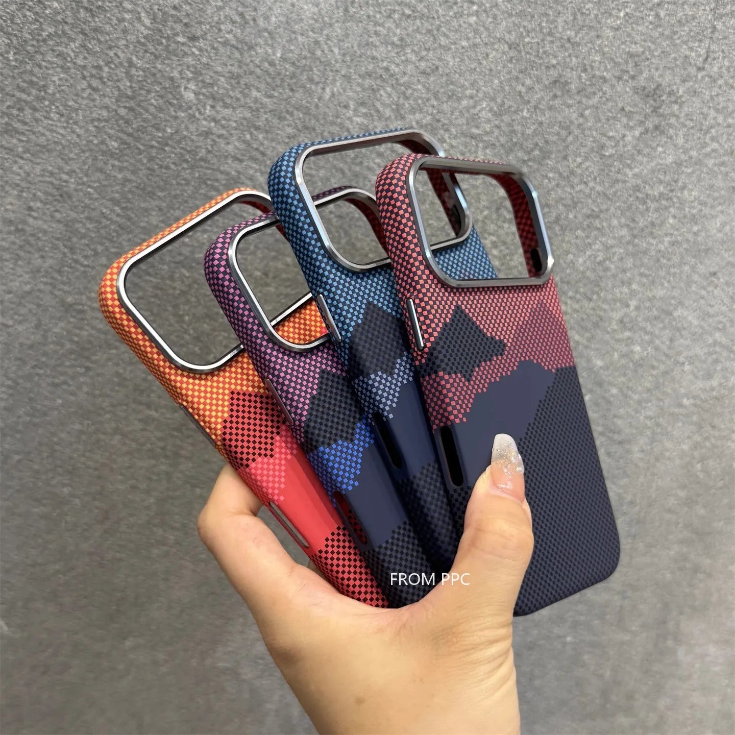 Orange Mountain Peak Phone Case Cover for iPhone 17 16 Pro Max Carbon Relief Hard PC Magnetic Shell Camera Lens Protection Coque