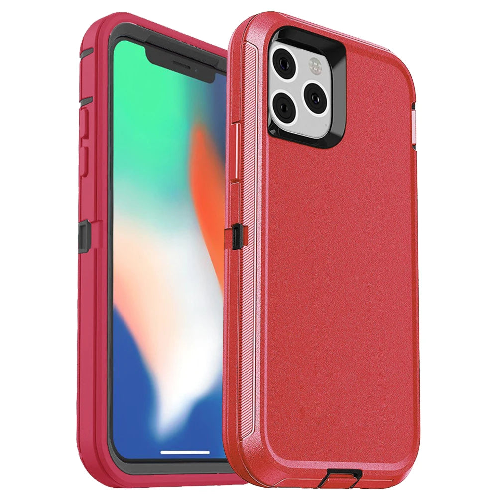 3 in1 For iPhone 15 14 Plus 13 12 11 Pro Max XS Max Shockproof Defend Case Cover+Belt Clip Heavy Duty Case For iPhone 7 8 Plus