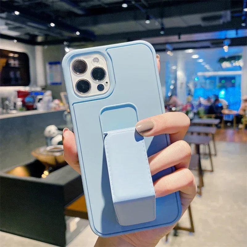 Magnetic Kickstand holder Hand Strap Case for IPhone 17 Air 16 15 14 13 12 11 Pro Max Plus 16Pro 17Pro ProMax Stand Phone Cover