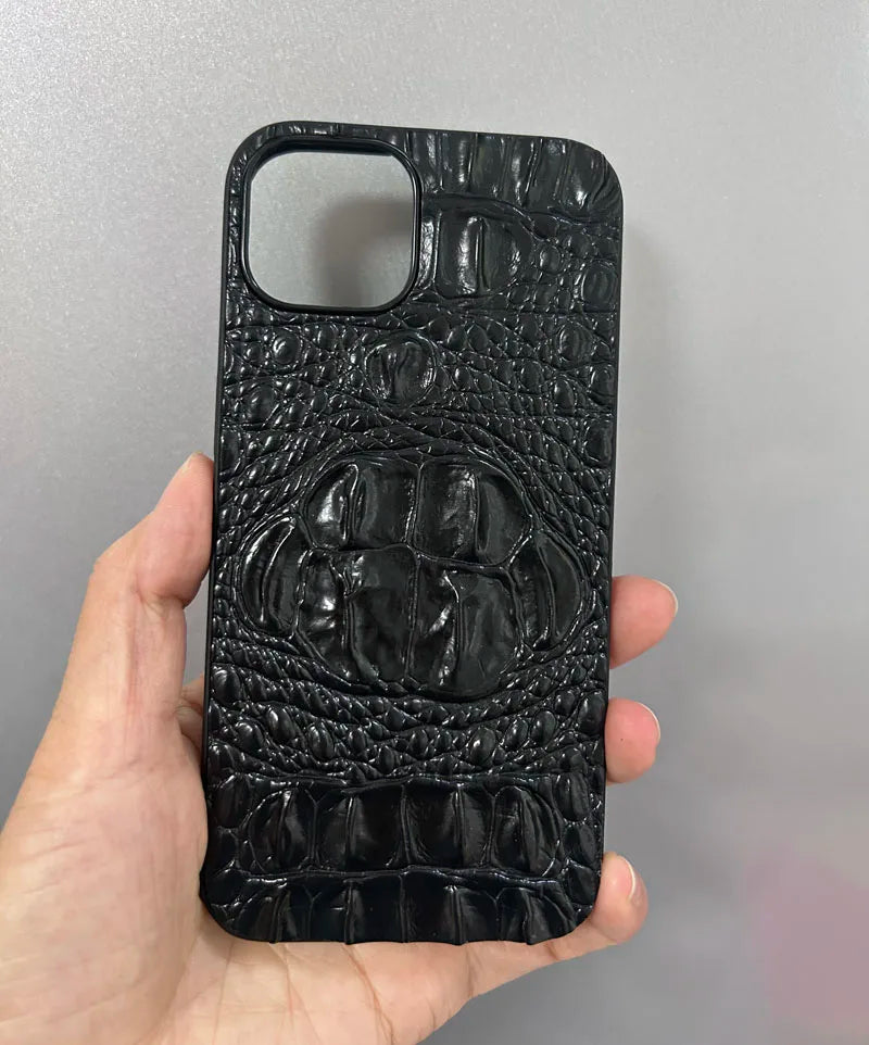 For iphone 14 pro case Cowhide Leather 3D Crocodile Case for iPhone 16 Plus 15 14 13 12 Pro Max 11 X XR coque funda