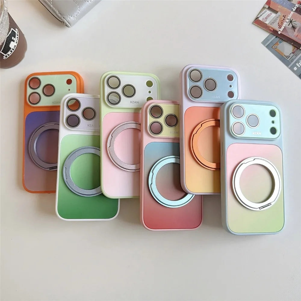 Liquid PC Contrast Color Gradient Bracket for Masgafe Case for iPhone 17 Pro 16 15 14 13 Pro Max for Magnetic Stand Holder Cover