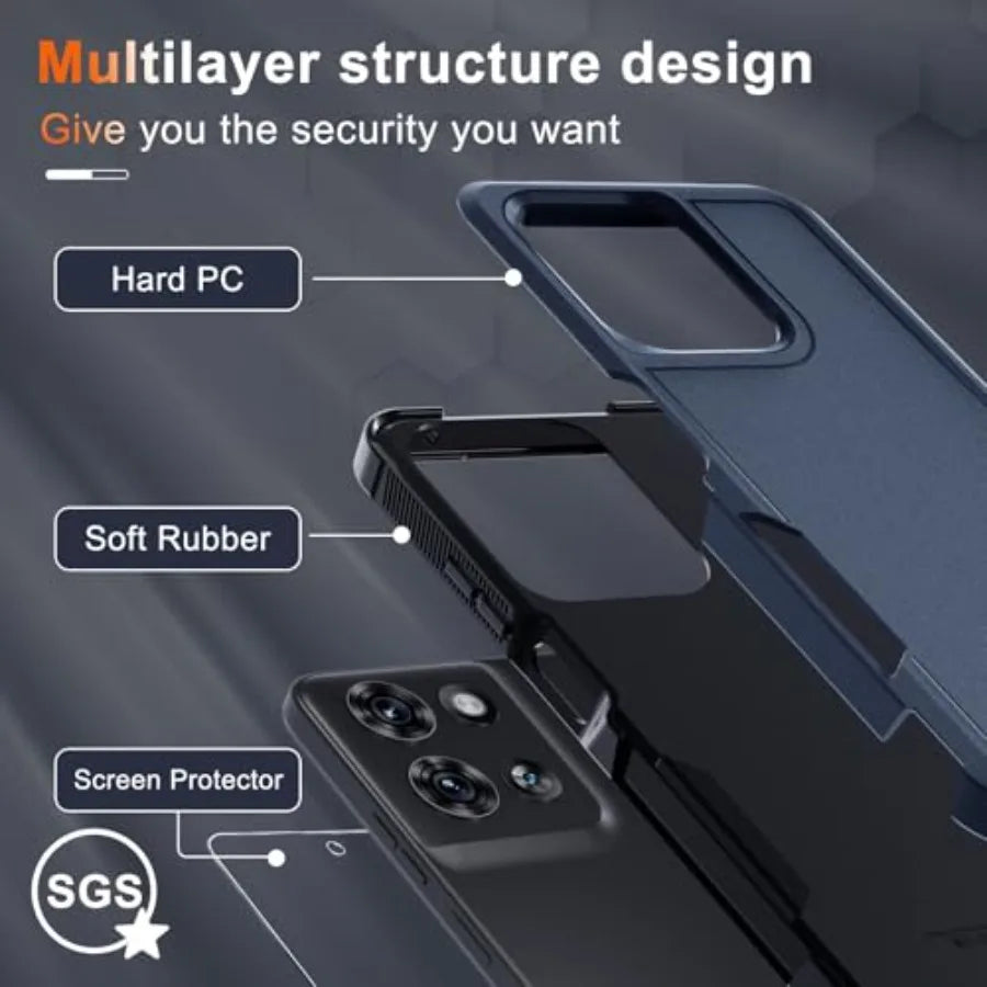 for Moto G 5G 2025 Case, Full Body Heavy Duty Rugged Shockproof Protective Phone Cover with Lanyard Strap, Tempered Glass Scree