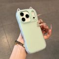New Luxury Cute 3D 2-in-1 Cat Ear Jelly Phone Case for IPhone 17 16 15 14 13 12 11 Pro Max Shockproof Bumper Soft Jelly Cover