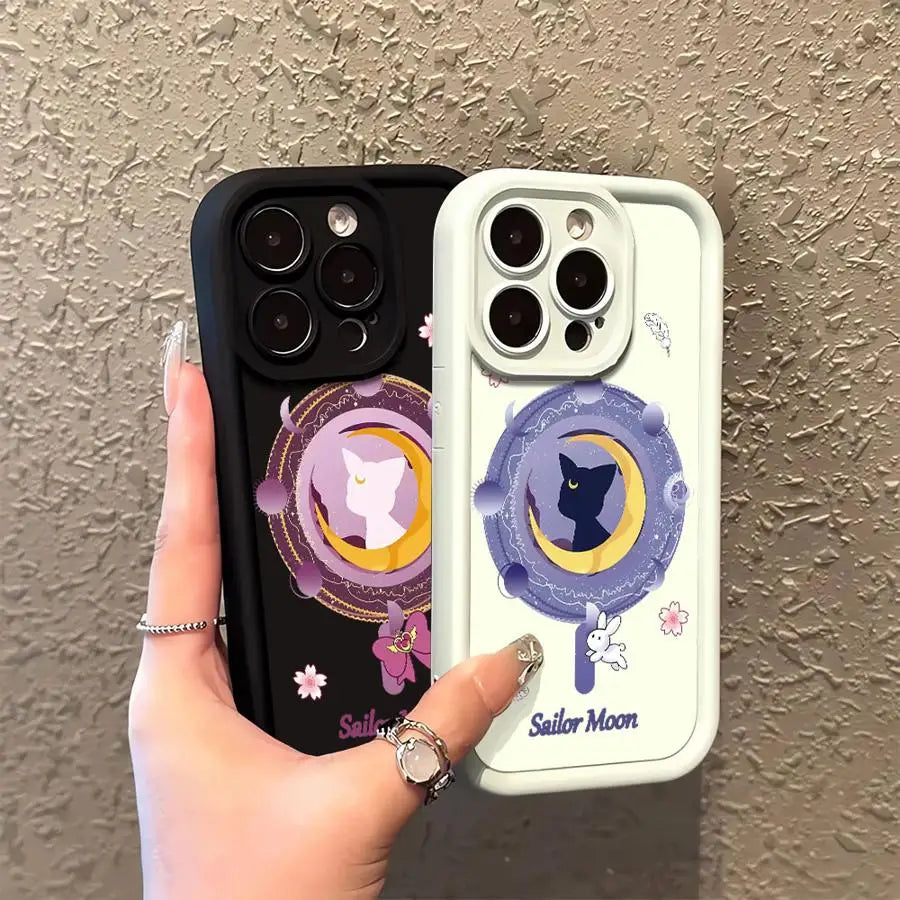 Phone Case for iPhone 17 Air 13 12 11 Pro Max 15 16 14 Plus XS Max 16e XR Soft Cover Sailor Moon Cat Manga