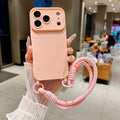 Candy Color Silicone Lanyard Phone Case For iPhone 17e 16e 17 16 15 14 13 ProMax 12 11 17Pro Portable Short Rope Soft Cover